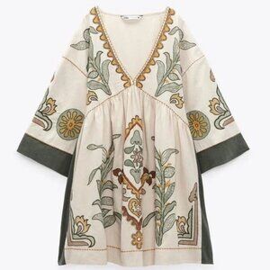 Zara Embroidered Mini Boho Dress